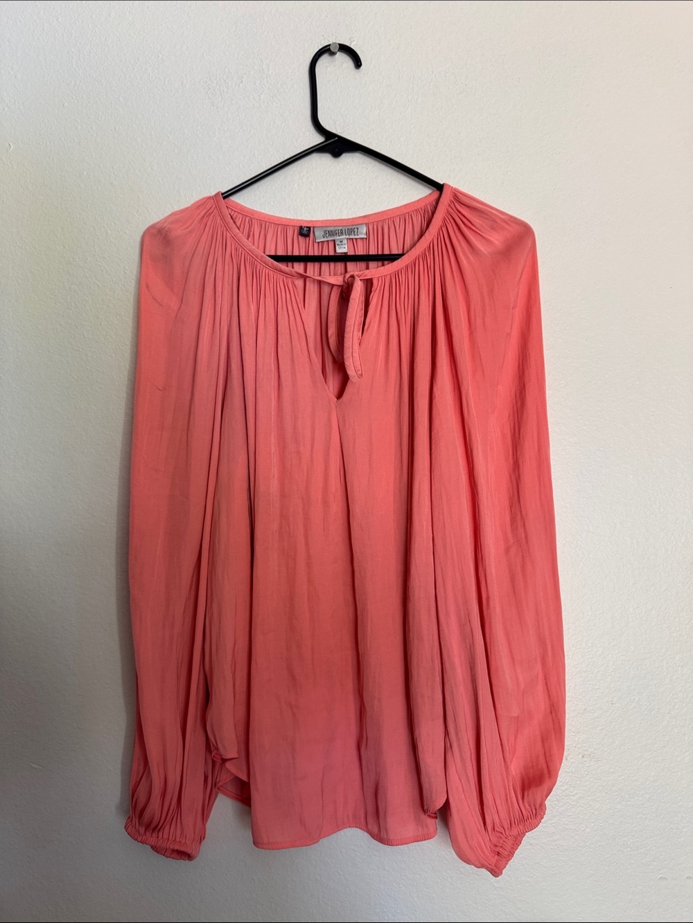 Jennifer Lopez Coral Peasant Blouse